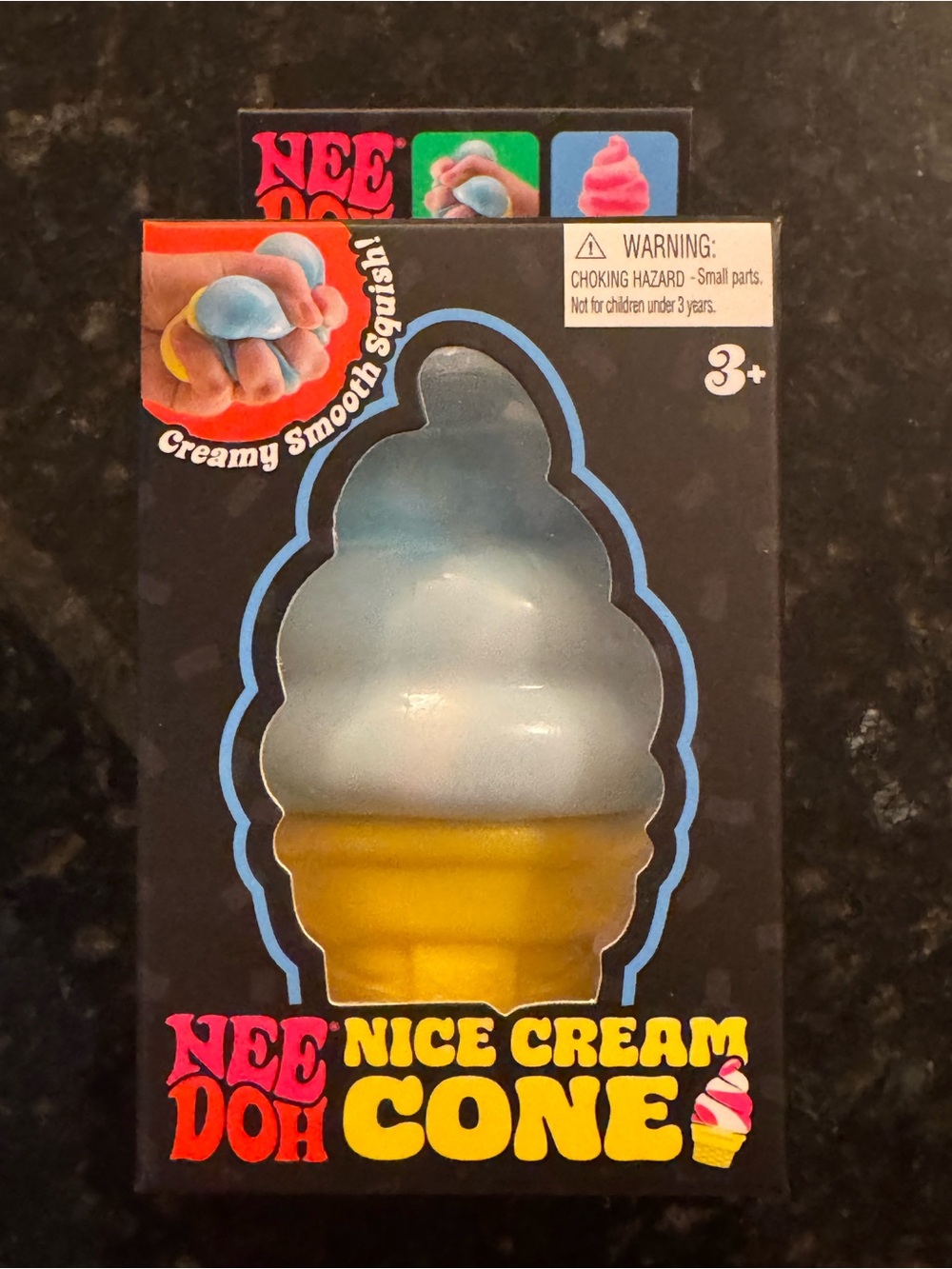 NeeDoh Nice Cream Cone Squishy Toy - Blue & White Swirl - Picture 2 of 7